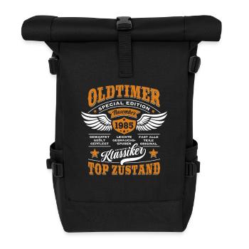 Oldtimer November 1985 | Geburtstag Geschenk - Rolltop Rucksack - Schwarz - Vorne
