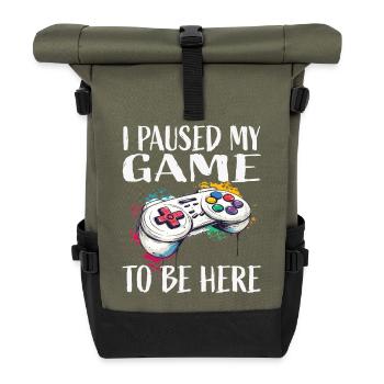 I paused my game game controller - Roll Top Backpack - olive/black - Front