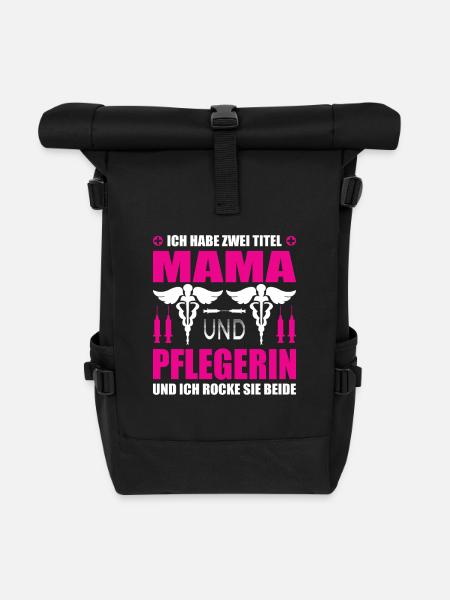 Mama und Pflegerin - Rolltop Rucksack - Schwarz