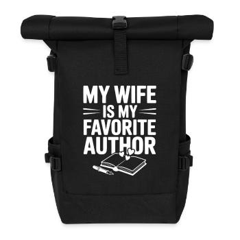 My Wife is my Favorite Author - Roll Top Backpack - black - Front
