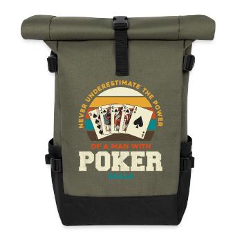 Pouvoir du poker : Homme aux compétences en poker - Sac à dos roll top - olive/noir - Devant