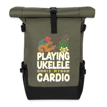 Hawaiian Ukulele Uke Playing - Rolltop Rucksack - Olive/Schwarz - Vorne