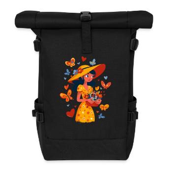Spring fairy with flower basket - Roll Top Backpack - black - Front