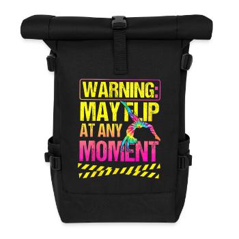 Warning May Flip Turnen Spruch Gymnastik Tie Dye - Rolltop Rucksack - Schwarz - Vorne