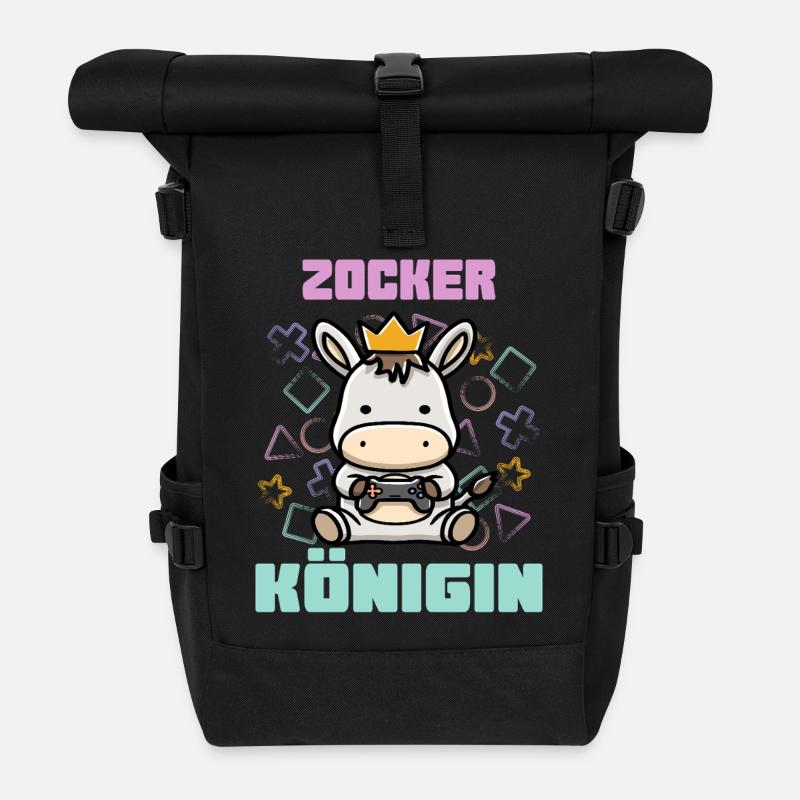 Zocker Königin - Rolltop Rucksack - Schwarz