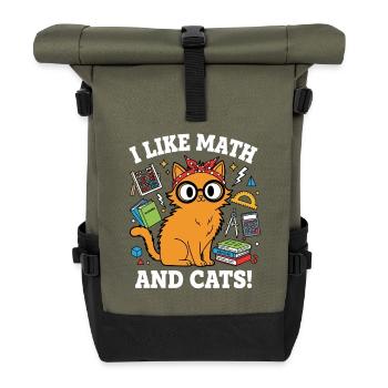 J’aime les maths et le professeur de motifs drôles des chats - Sac à dos roll top - olive/noir - Devant