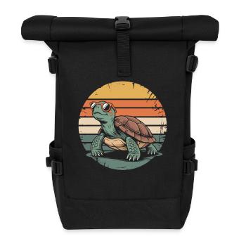 Tortue Rétro du Coucher de Soleil - Sac à dos roll top - noir - Devant