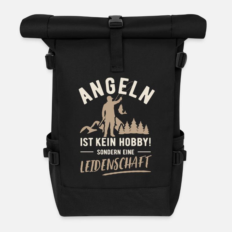 Angeln | Kein Hobby sondern Leidenschaft - Rolltop Rucksack - Schwarz