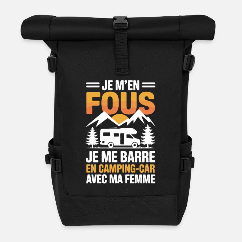 I'm crazy I'm going out in a motorhome Humor - Roll Top Backpack - black
