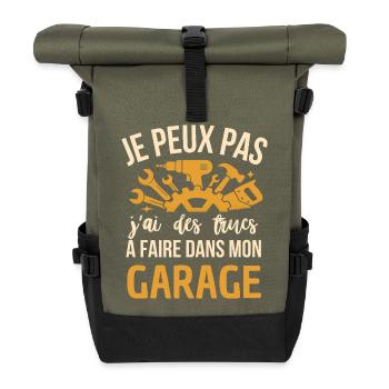Ich kann nicht Garagenmechaniker-Humor - Rolltop Rucksack - Olive/Schwarz - Vorne