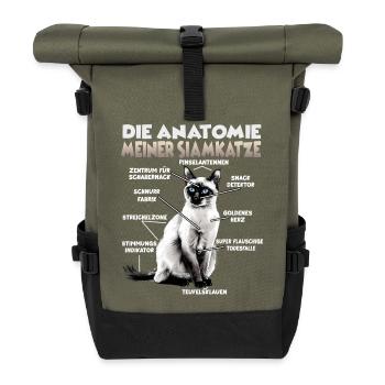 Siamkatzen T | Siamkatzen Katzenbesitzer Siam Katz - Rolltop Rucksack - Olive/Schwarz - Vorne