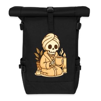 Wellness Skelett – Cozy Selfcare - Rolltop Rucksack - Schwarz - Vorne