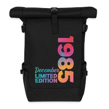 December 1985 Birthday Born in December Gift - Roll Top Backpack - black - Front