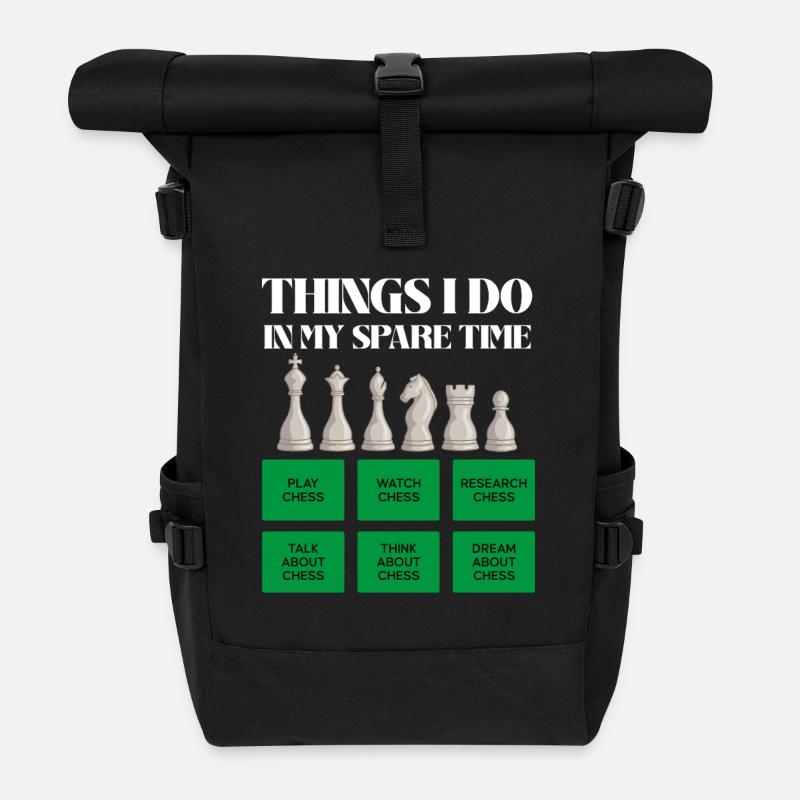 Schachzeit in der Freizeit - Rolltop Rucksack - Schwarz