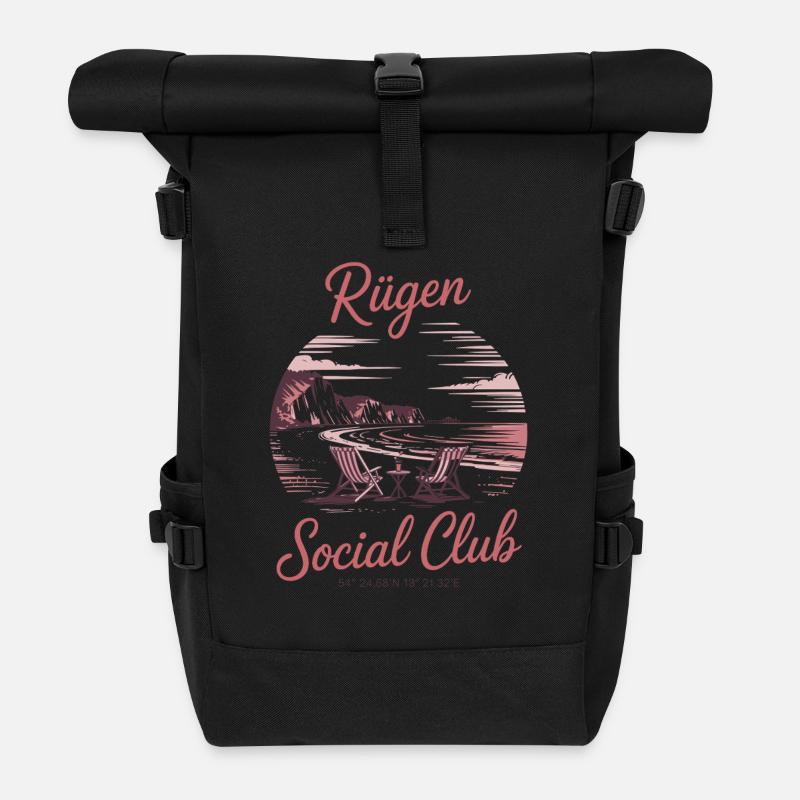 Rügen Baltic Sea Design Beach Holiday - Roll Top Backpack - black