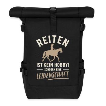 Reiten | Kein Hobby sondern Leidenschaft - Rolltop Rucksack - Schwarz - Vorne