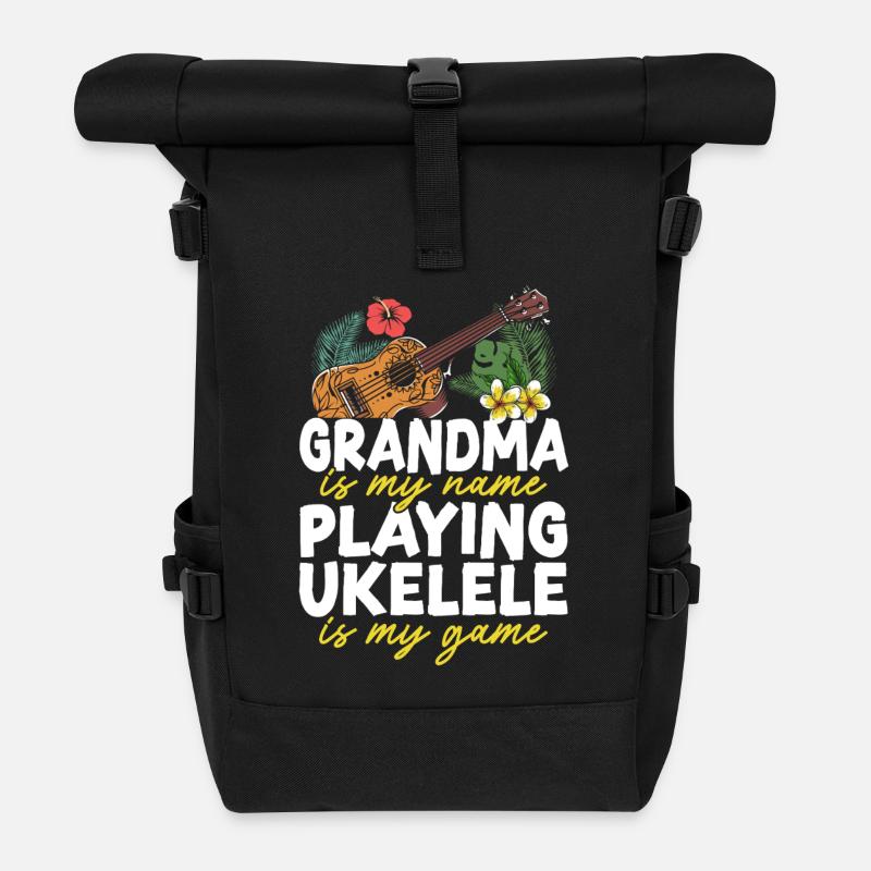 Hawaiian Ukulele Uke Grandma - Rolltop Rucksack - Schwarz