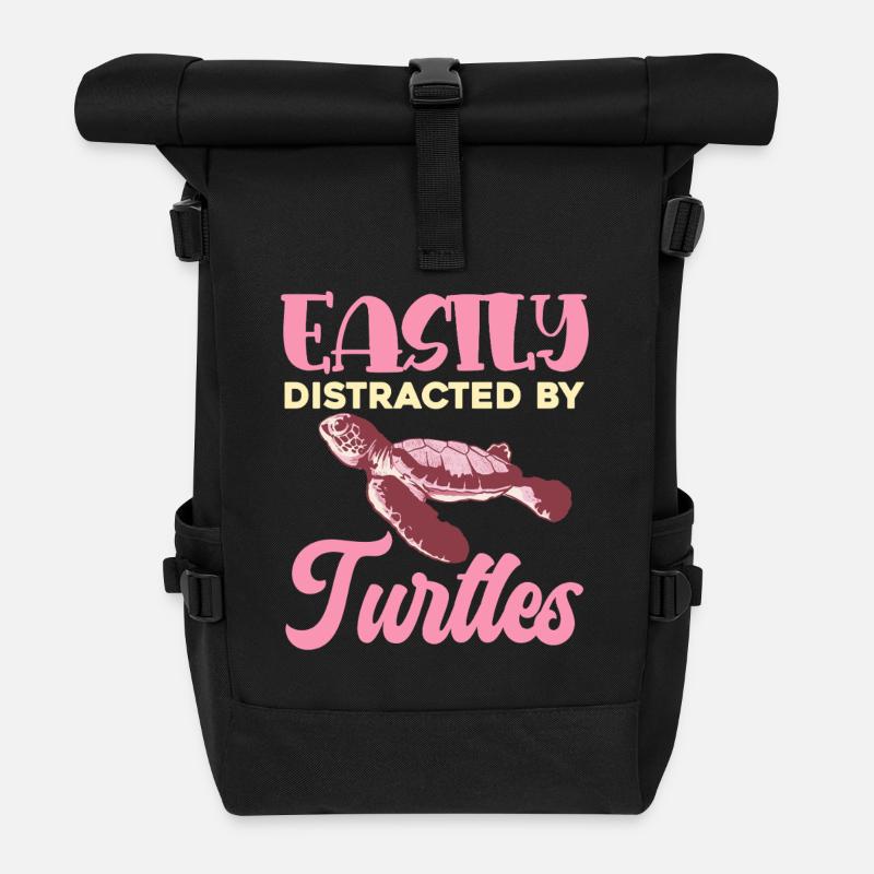 Leicht abgelenkt von Schildkröten - Rolltop Rucksack - Schwarz