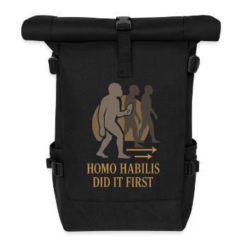 Prehistoric stone tools of Homo - Roll Top Backpack - black - Front