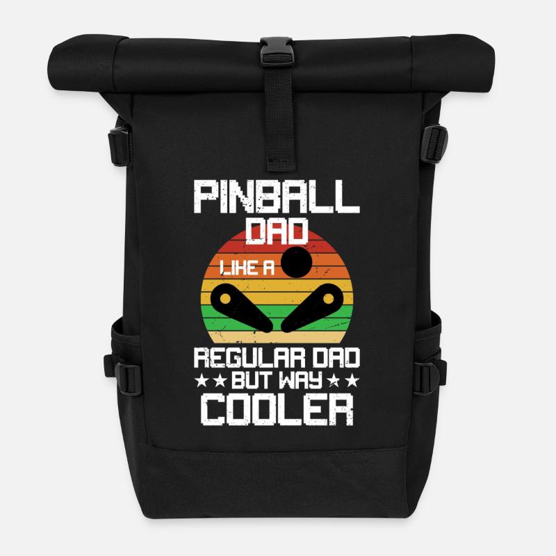 Pinball Dad Funny Arcade Gaming Humor For Pinball - Roll Top Backpack - black