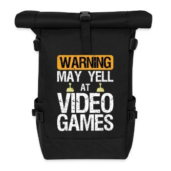 Warning May Yell at Play Video Games Gamer Gaming - Rolltop Rucksack - Schwarz - Vorne