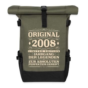Original 2008 Vintage Vintage Birthday - Roll Top Backpack - olive/black - Front