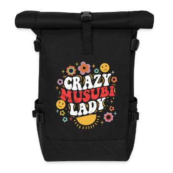 Crazy Musubi Lady - Roll Top Backpack - black - Front