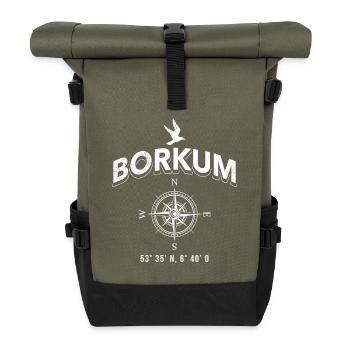Borkum Island North Sea Holiday BORKUM Lustig - Roll Top Backpack - olive/black - Front