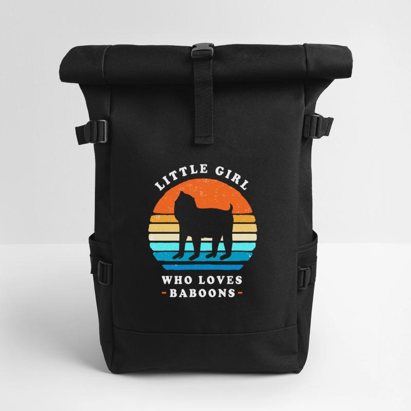 Baboon Primate Monkey Monkey Baboon Roll Top Backpack