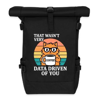 Not Very Data Driven Cat Coffee IT Nerd - Roll Top Backpack - black - Front