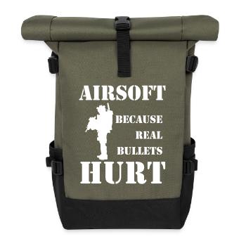 Airsoft Truth: Real Bullets Hurt - Roll Top Backpack - olive/black - Front