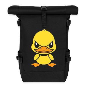 Ausdrucksstarkes, gelbes, rebellisches Entlein - Rolltop Rucksack - Schwarz - Vorne