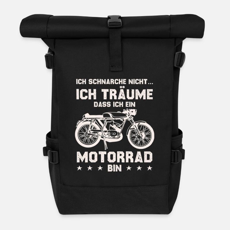 Je rêve que la moto soit vintage imprimée - Sac à dos roll top - noir