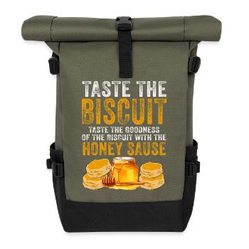Probieren Sie den Keks mit Honigsauce - Rolltop Rucksack - Olive/Schwarz - Vorne
