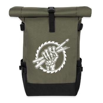 Skeleton hand with drumsticks - Roll Top Backpack - olive/black - Front