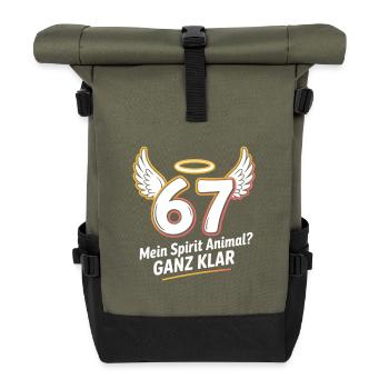 67 My Spirit Animal Clearly Birthday - Roll Top Backpack - olive/black - Front