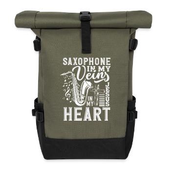 Saxophone dans mes veines Saxophoniste du cœur - Sac à dos roll top - olive/noir - Devant