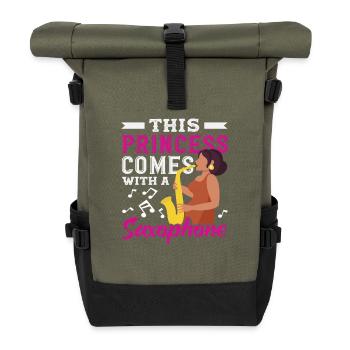 Saxophon Prinzessin Saxophonist Band Mädchen - Rolltop Rucksack - Olive/Schwarz - Vorne