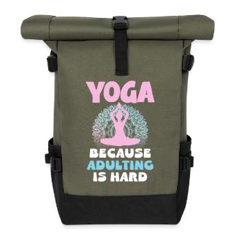 Le yoga parce que l’âge adulte est difficile - Sac à dos roll top - olive/noir - Devant