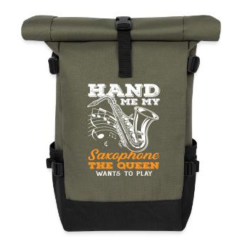 Hand Me My Saxophone Queen Jazz Jazz-saxophonist - Rolltop Rucksack - Olive/Schwarz - Vorne