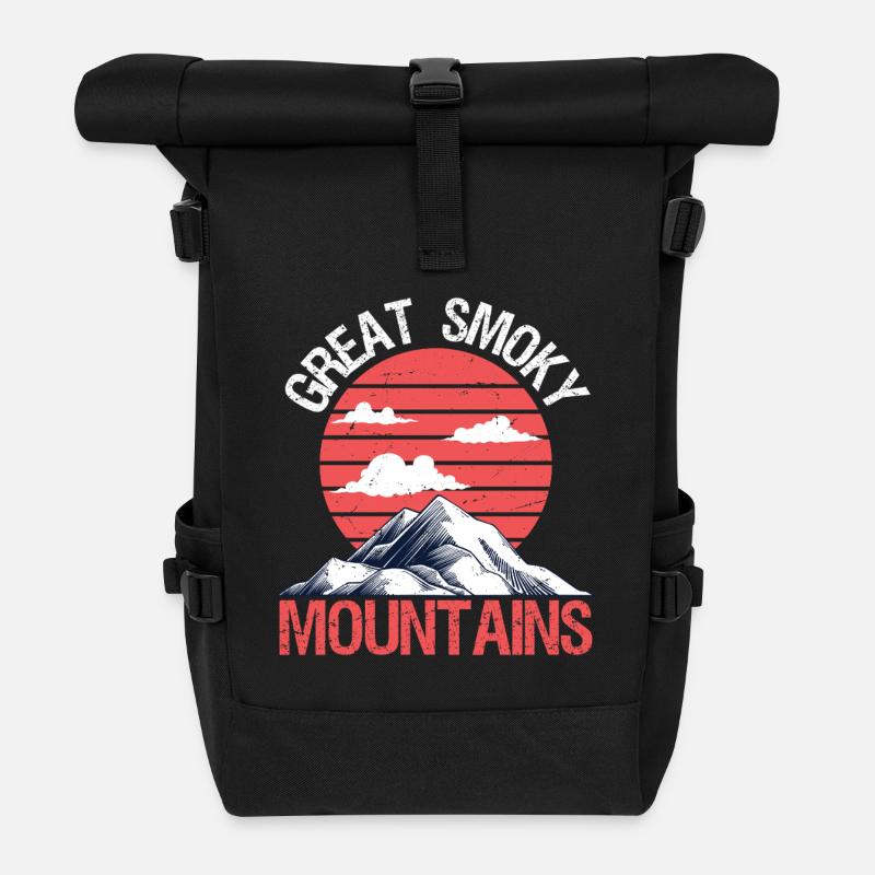 Great Smoky Mountains - Rolltop Rucksack - Schwarz