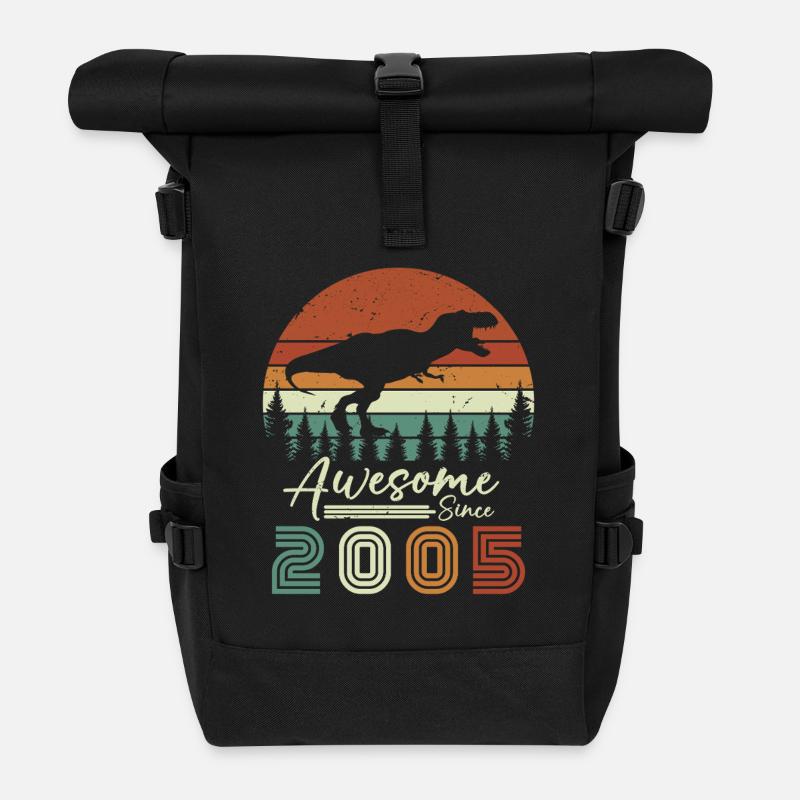 awsome_since_dinaseur_2005 - Rolltop Rucksack - Schwarz