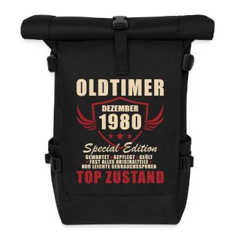 Oldtimer Dezember 1980 Special Edition - Rolltop Rucksack - Schwarz - Vorne