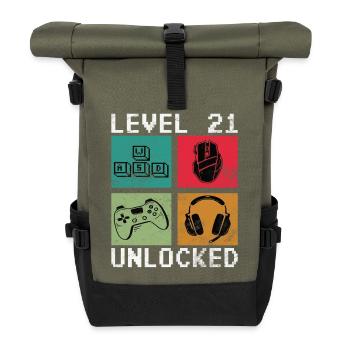 Level 21 Unlock Retro Gaming - Roll Top Backpack - olive/black - Front