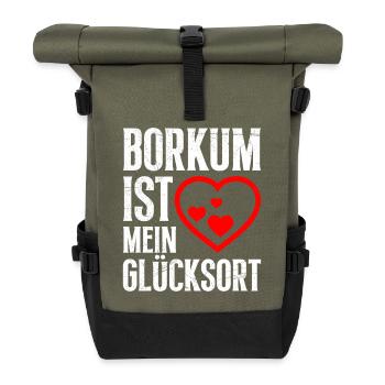 BORKUM IS MY PLACE OF HAPPINESS Fun - Roll Top Backpack - olive/black - Front