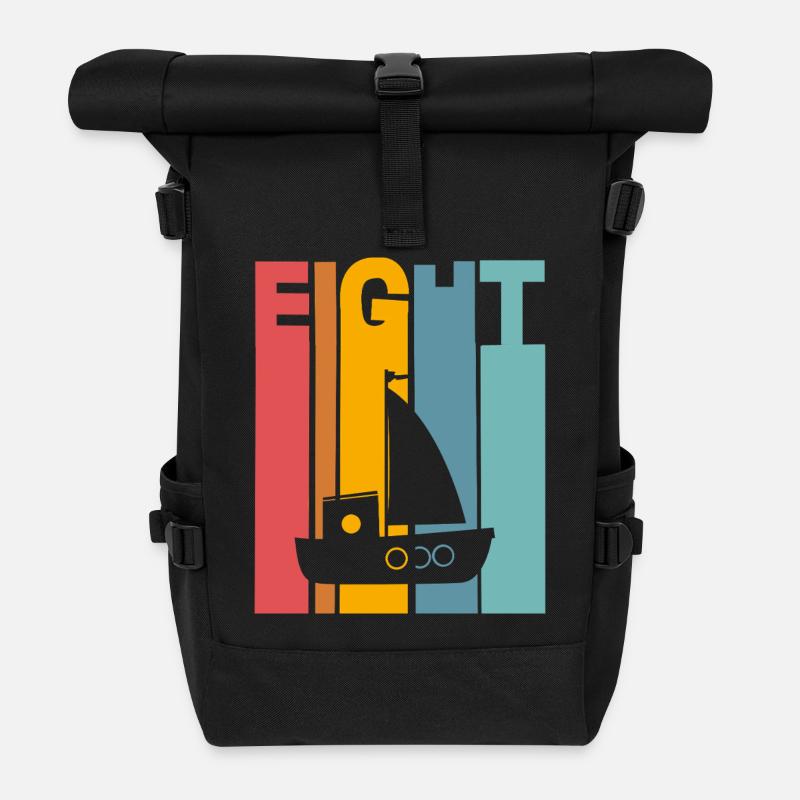8 Jahre Kindergeburtstag Schiff - Rolltop Rucksack - Schwarz