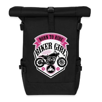 Biker Girl Motorcycle Shield - Rolltop Rucksack - Schwarz - Vorne