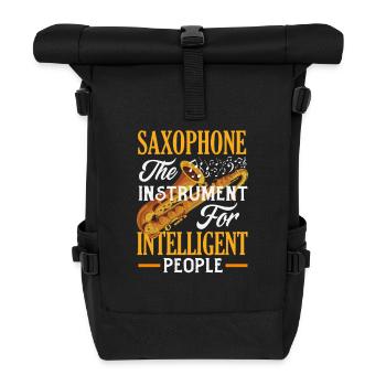 Saxophon Lustiger Saxophonist Intelligente - Rolltop Rucksack - Schwarz - Vorne