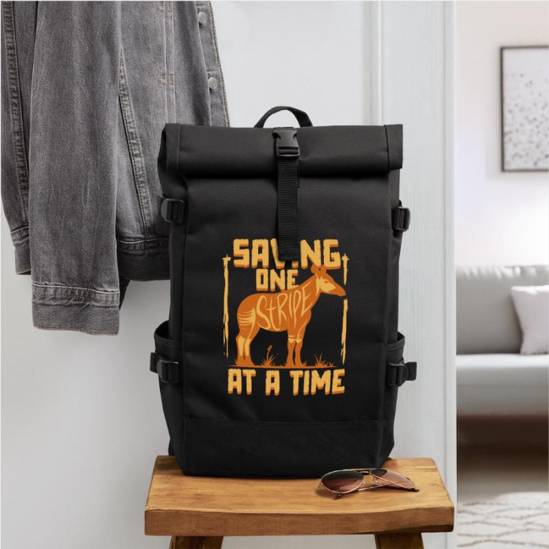 Okapi Tier Saving One Stripe At A time Roll Top Backpack