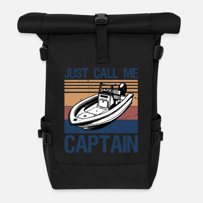 Retro Vintage Boat Just Call Me Captain - Rolltop Rucksack - Schwarz